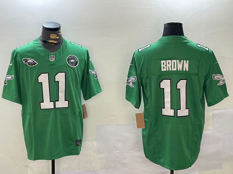 Men Philadelphia Eagles #11 Brown Green Throwback 2024 Nike Vapor Limited NFL Jersey style 3->->